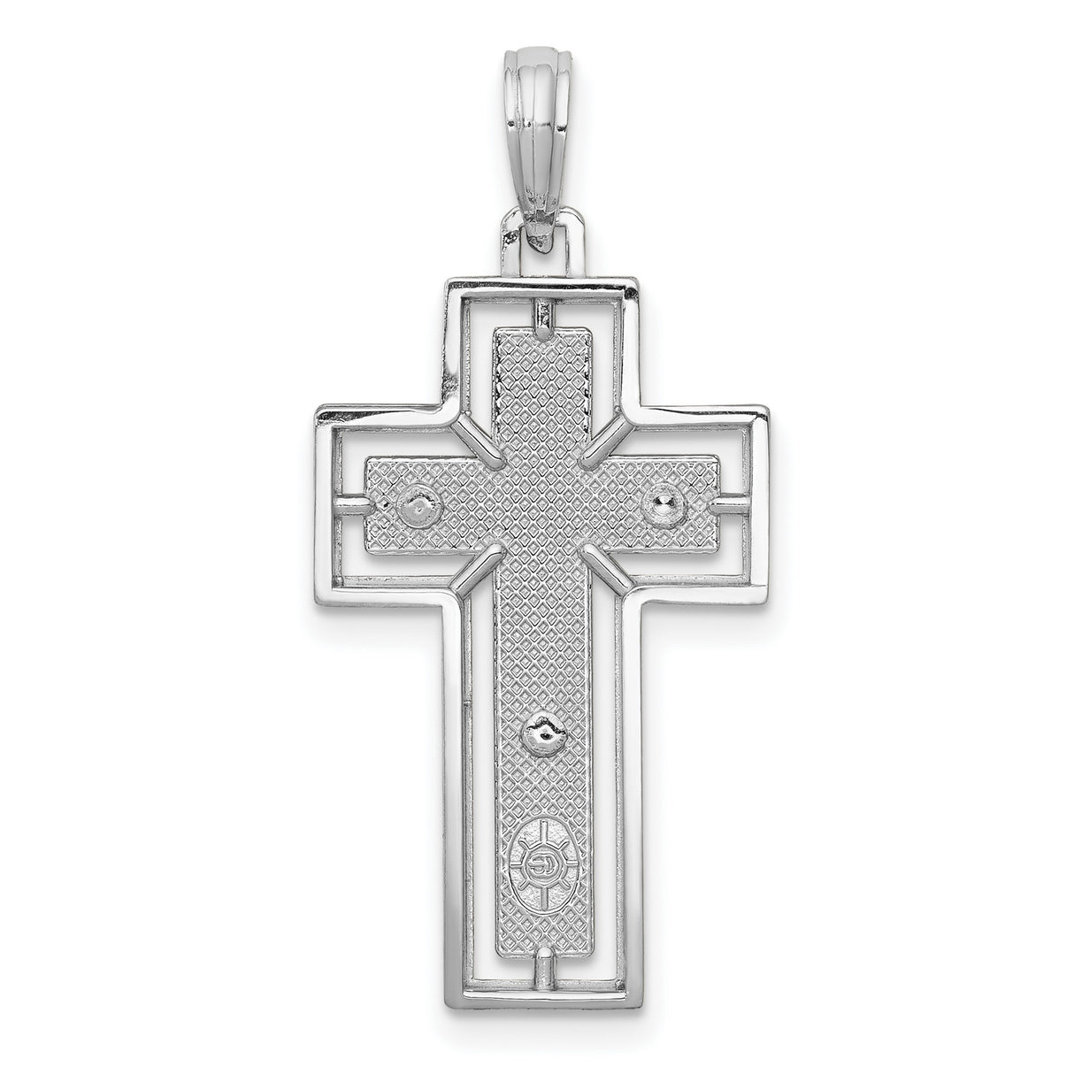10k White Gold Crucifix Cross Pendant with Sculpted Jesus, Religious Christian Symbol