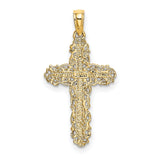 10k Yellow Gold Lace Cross Pendant with Filigree Detail, Vintage Religious Style