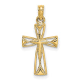 Cut-Out Cross with Triangle Ends Charm Pendant in Real 10k Yellow Gold