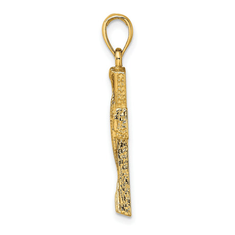 10k Yellow Gold Cross Pendant with Cutout Design and Textured Openwork Charm
