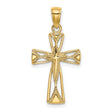10k Yellow Gold Cross Pendant with Cutout Design and Textured Openwork Charm