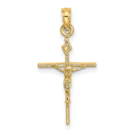 10k Yellow Gold Crucifix Cross Pendant with INRI Design and Jesus Figure