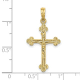 10k Yellow Gold Crucifix Cross Pendant with High Relief Christ Latin Budded Design