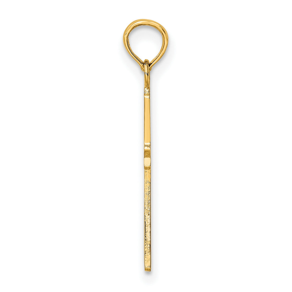 10k Yellow Gold Cross Pendant, Classic Polished Flared Edge Religious Charm for Men and Women