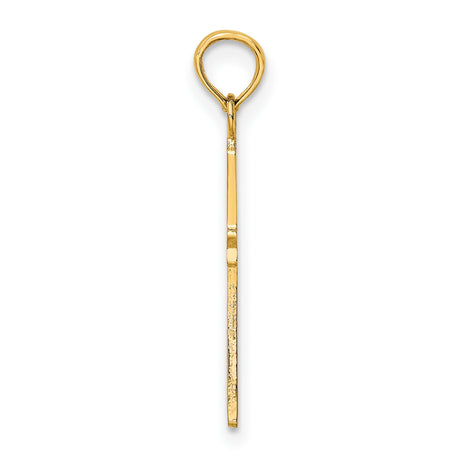10k Yellow Gold Cross Pendant, Classic Polished Flared Edge Religious Charm for Men and Women
