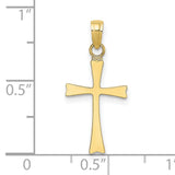 10k Yellow Gold Cross Pendant, Classic Polished Flared Edge Religious Charm for Men and Women
