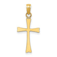 10k Yellow Gold Cross Pendant, Classic Polished Flared Edge Religious Charm for Men and Women