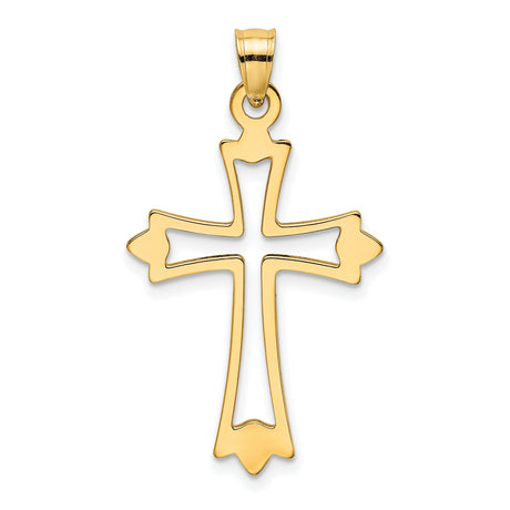 10k Yellow Gold Cross Pendant, Modern Openwork Gothic Style Religious Charm for Men and Women