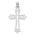 10k White Gold Cross Pendant with Modern Cutout Design, Religious Style for Men and Women