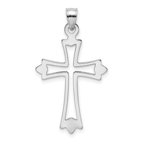 10k White Gold Cross Pendant with Modern Cutout Design, Religious Style for Men and Women