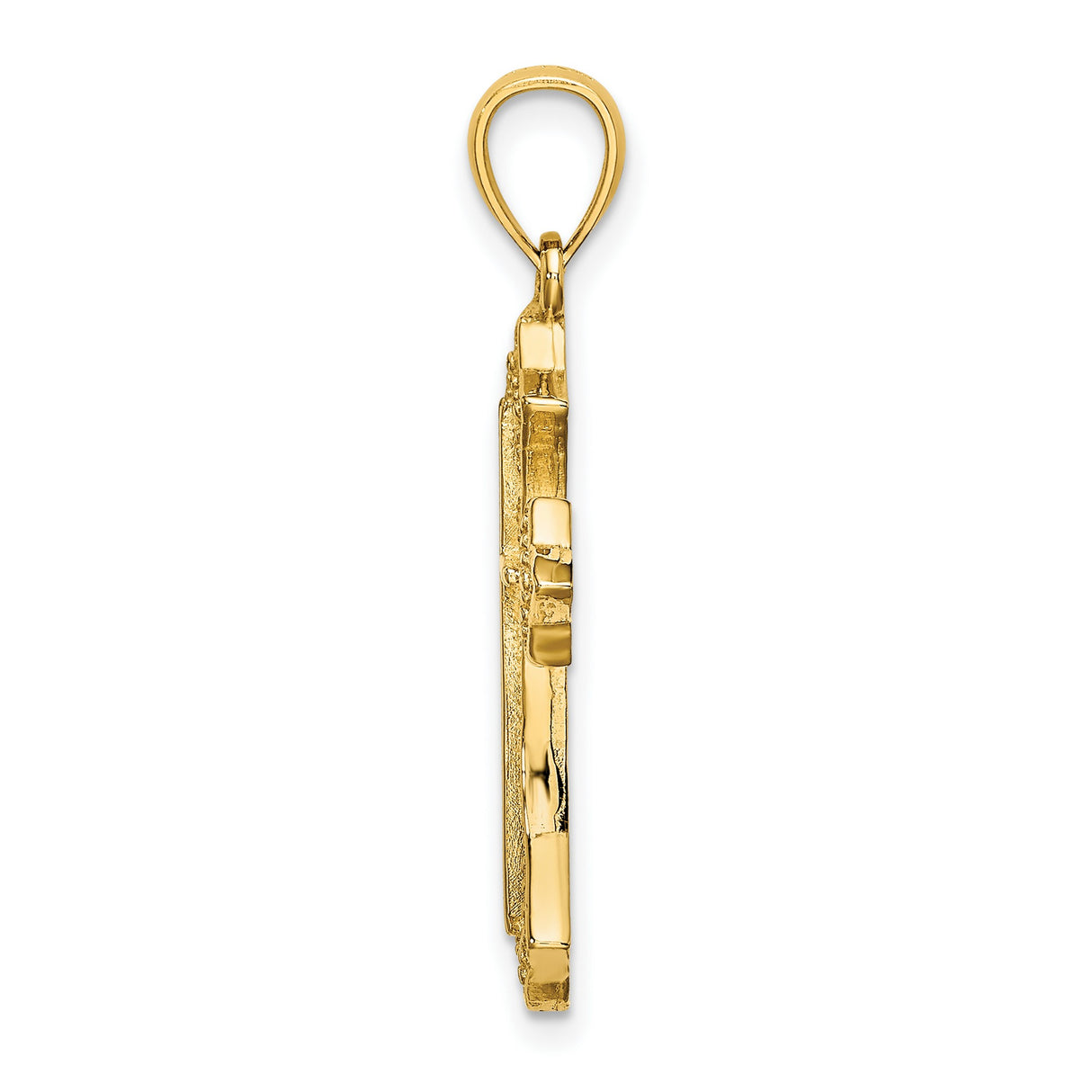 10k Yellow Gold Cross Pendant with Flared Arms and Beaded Edges for Men and Women