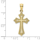 10k Yellow Gold Cross Pendant with Flared Arms and Beaded Edges for Men and Women