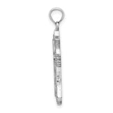 10k White Gold Fleur Cross Pendant with Textured Openwork Design