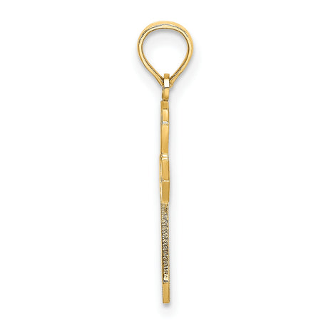10k Yellow Gold Cross Pendant with Floral Cut-Out and Geometric Design Religious Charm