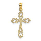 10k Yellow Gold Cross Pendant, Classic Religious Symbol, Minimalist Design for Men and Women