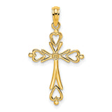 10k Yellow Gold Cross Pendant, Classic Religious Symbol, Minimalist Design for Men and Women