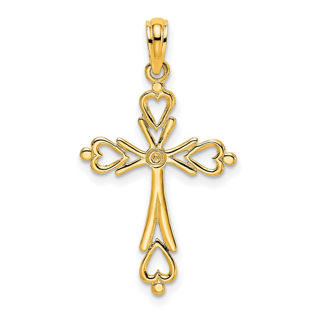 10k Yellow Gold Cross Pendant, Classic Religious Symbol, Minimalist Design for Men and Women