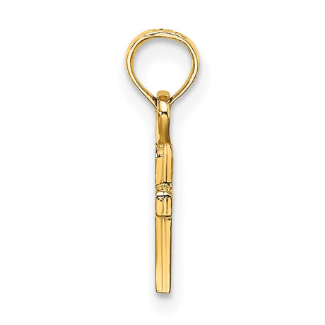 10k Yellow Gold Cross Pendant, Polished Minimalist Religious Charm for Men and Women