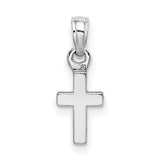 10k White Gold Cross Pendant, Mini Latin Style Religious Jewelry for Men and Women
