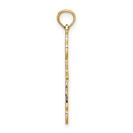 10k Yellow Gold Cross Pendant with Lace Filigree and Floral Accent for Men and Women