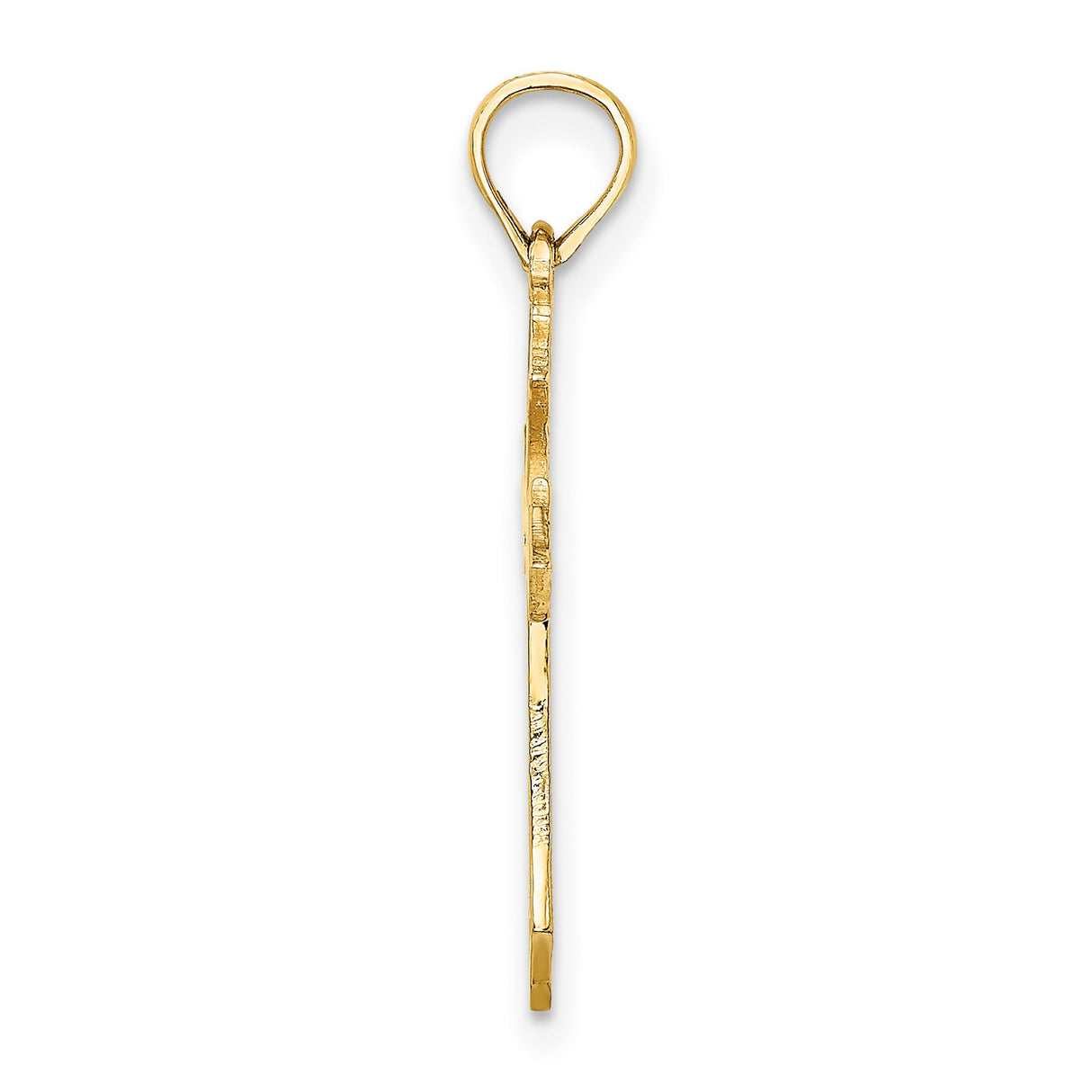 10k Yellow Gold Cross Pendant with Filigree Openwork Design and Polished Finish