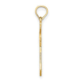10k Yellow Gold Cross Pendant with Filigree Openwork Design and Polished Finish