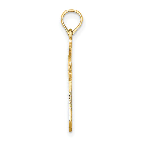 10k Yellow Gold Cross Pendant with Filigree Openwork Design and Polished Finish
