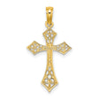 10k Yellow Gold Cross Pendant with Filigree Openwork Design and Polished Finish