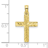 Block Cross Charm Pendant in Real 10k Yellow Gold