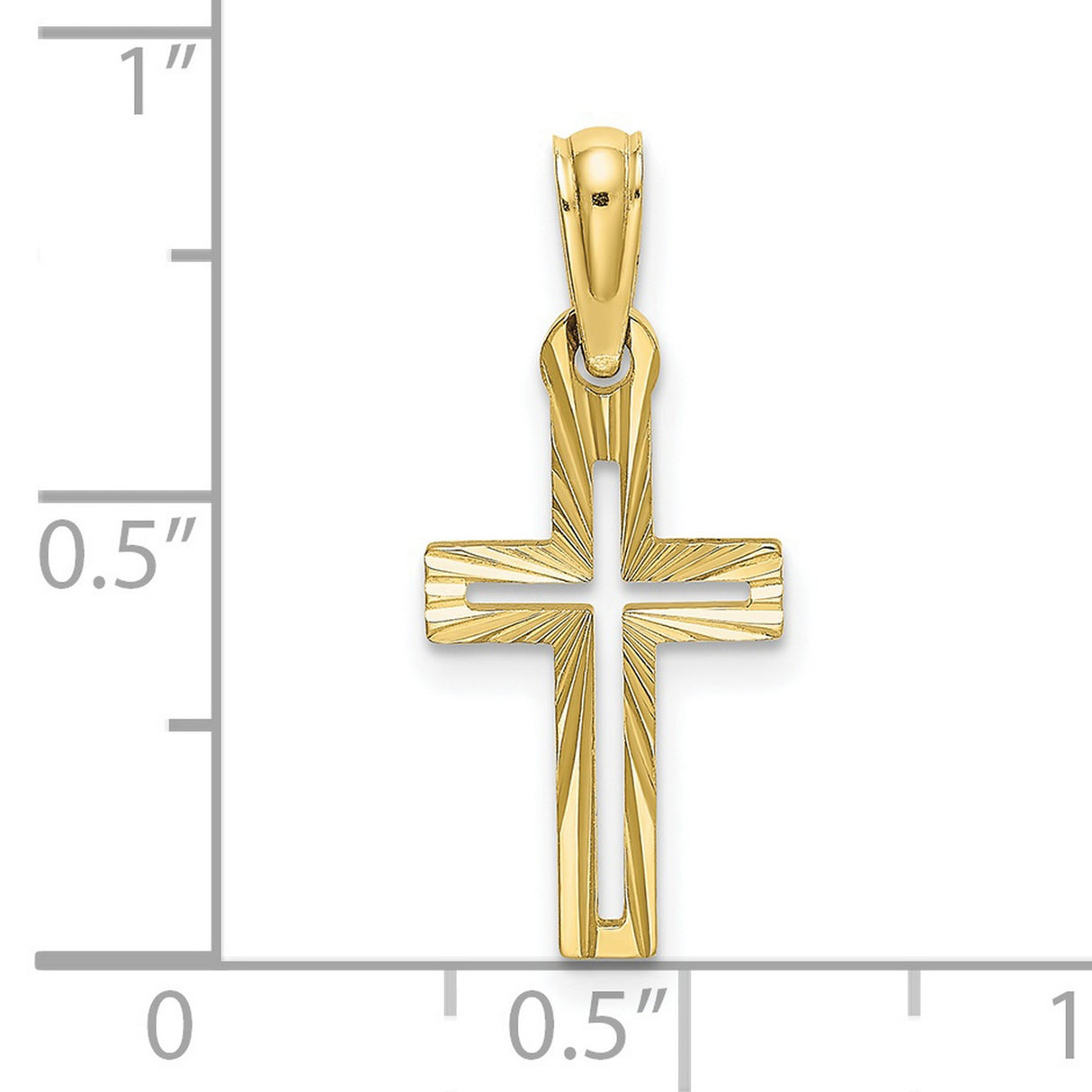 Diamond-Cut Cross Charm Pendant in Real 10k Yellow Gold