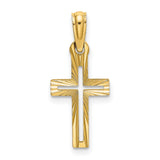 Diamond-Cut Cross Charm Pendant in Real 10k Yellow Gold