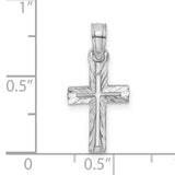 Diamond-Cut Cross Charm Pendant in Real 10k White Gold