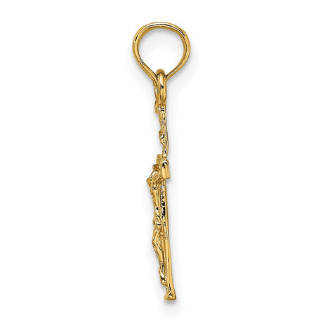 10k Yellow Gold Crucifix Pendant with Detailed Latin Cross Design for Men and Women