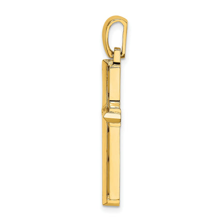 10k Yellow Gold Cross Pendant, Polished Minimalist Religious Charm for Men and Women