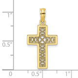 10k Yellow Gold Cross Pendant with Filigree Lace and Openwork Design for Men and Women