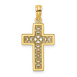 10k Yellow Gold Cross Pendant with Filigree Lace and Openwork Design for Men and Women