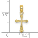 10k Yellow Gold Cross Pendant, Textured Mini Religious Charm, Classic Faith Design