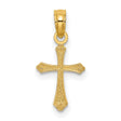10k Yellow Gold Cross Pendant, Textured Mini Religious Charm, Classic Faith Design