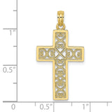 10k Yellow Gold Cross Pendant with Filigree Scroll Lace Design, Spiritual Religious Charm
