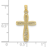 Cross Filigree Center Charm Pendant in Real 10k Yellow Gold