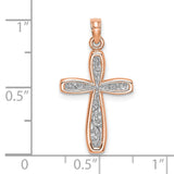 Filigree Center Border Cross Charm Pendant in Real 10k Rose Gold