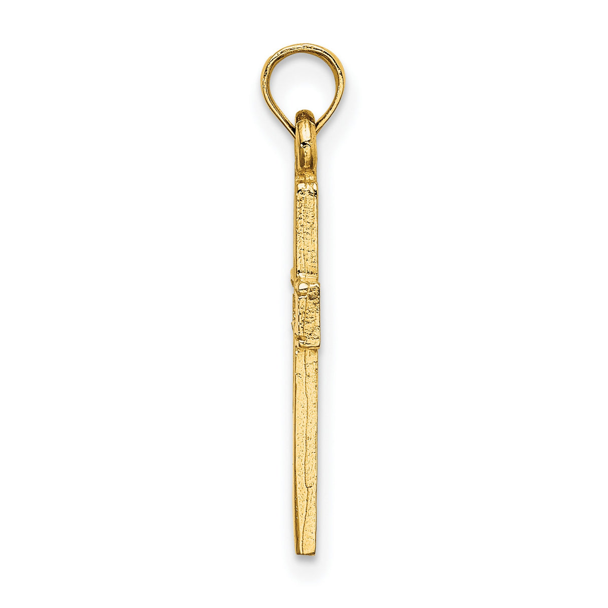10k Yellow Gold Cross Pendant, Polished Flat Design with Smooth Edges, Minimalist Religious Charm