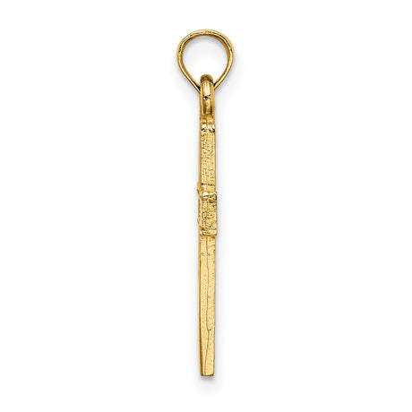 10k Yellow Gold Cross Pendant, Polished Flat Design with Smooth Edges, Minimalist Religious Charm