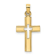 10k Yellow Gold Cross Pendant, Polished Flat Design with Smooth Edges, Minimalist Religious Charm