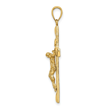 10k Yellow Gold Crucifix Cross Pendant with Jesus Figure, Polished Religious Charm
