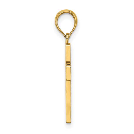 10k Yellow Gold Cross Pendant, Polished Flat Cutout Design, Minimalist Religious Symbol Unisex