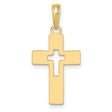 10k Yellow Gold Cross Pendant, Polished Flat Cutout Design, Minimalist Religious Symbol Unisex