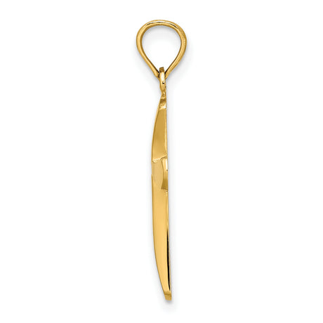 10k Yellow Gold Cross Pendant with Beveled Edges and Rounded Tips