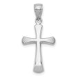 10k White Gold Cross Pendant with Smooth Finish and Beveled Tips, Minimalist Religious Design