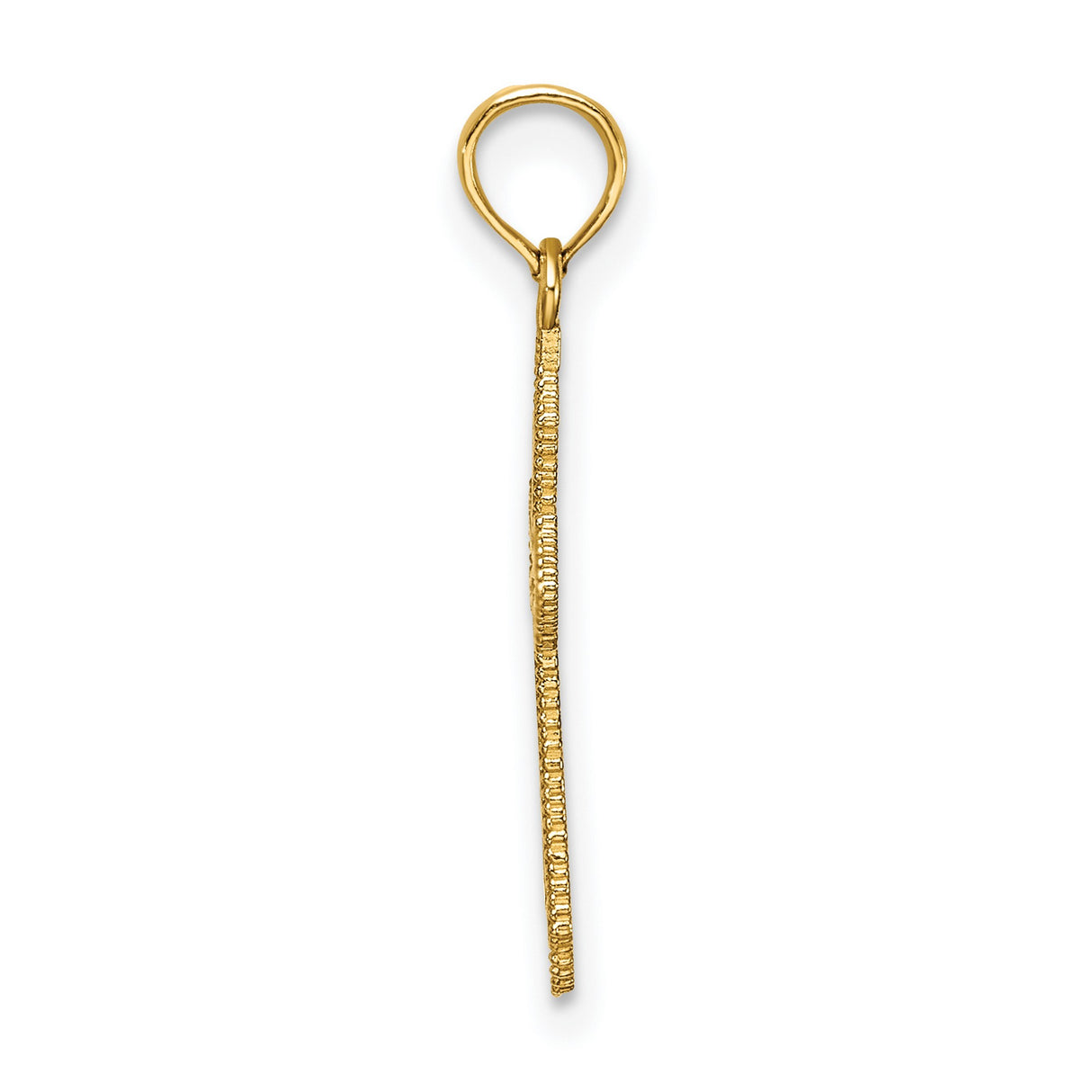 10k Yellow Gold Cross Pendant with Diamond Cut Beaded Edge, Polished Religious Charm